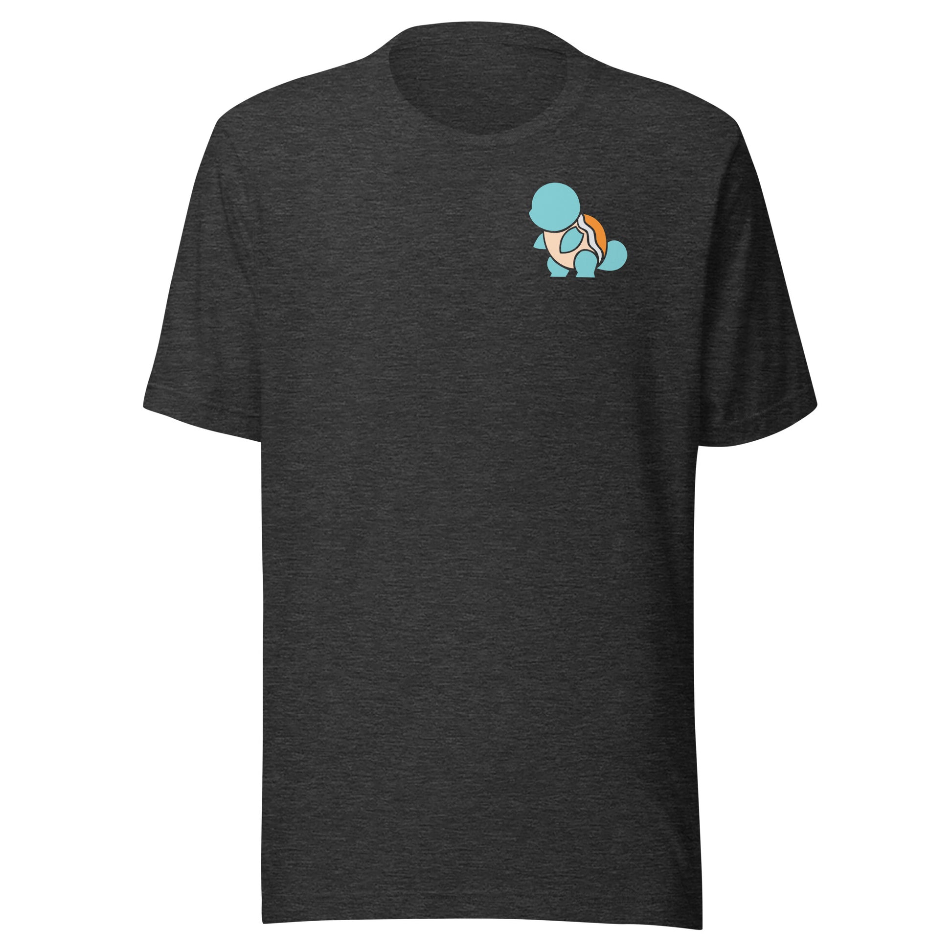 Small Pokémon Logo Embroidery on Squirtle Left Chest Tee Dark Grey