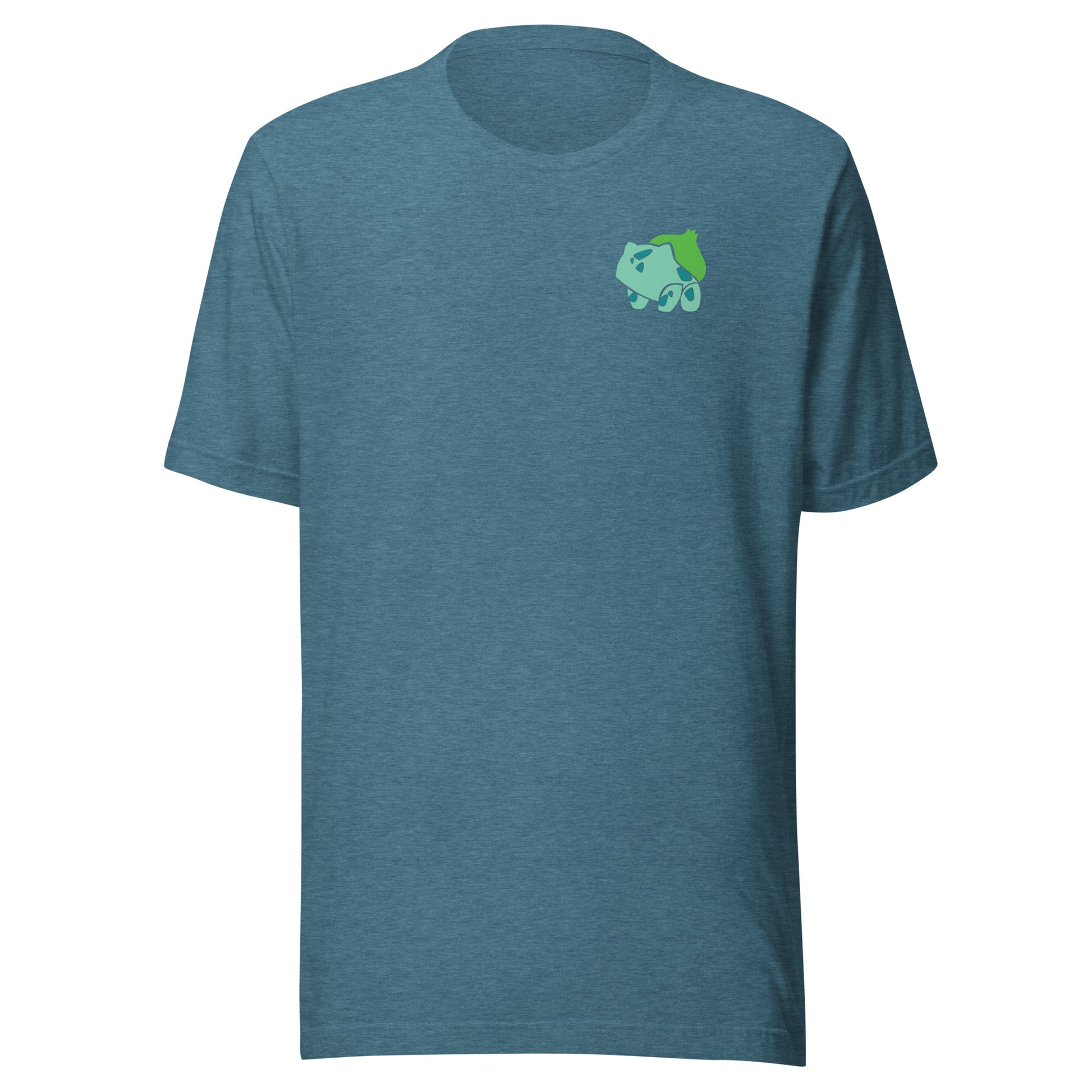 Left chest Bulbasaur design on Pokémon T-Shirt Teal