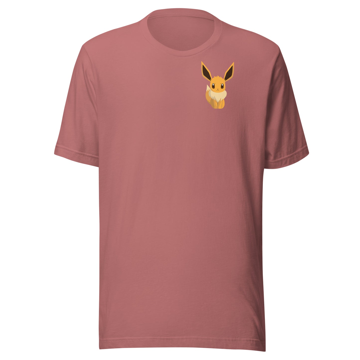 Subtle Pokemon Logo Embroidery on Eevee Evolution Tee Mauve Red