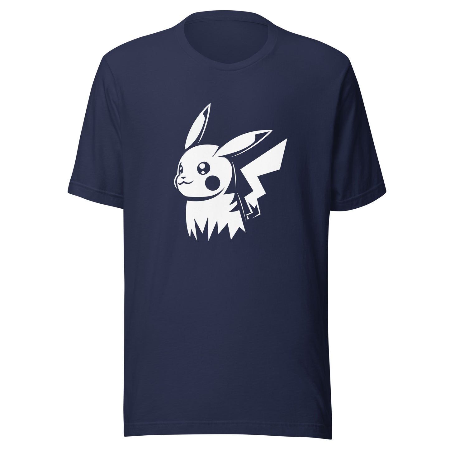 Close-up of Pikachu Graphic on Full Front Pokémon Tee Navy Blue