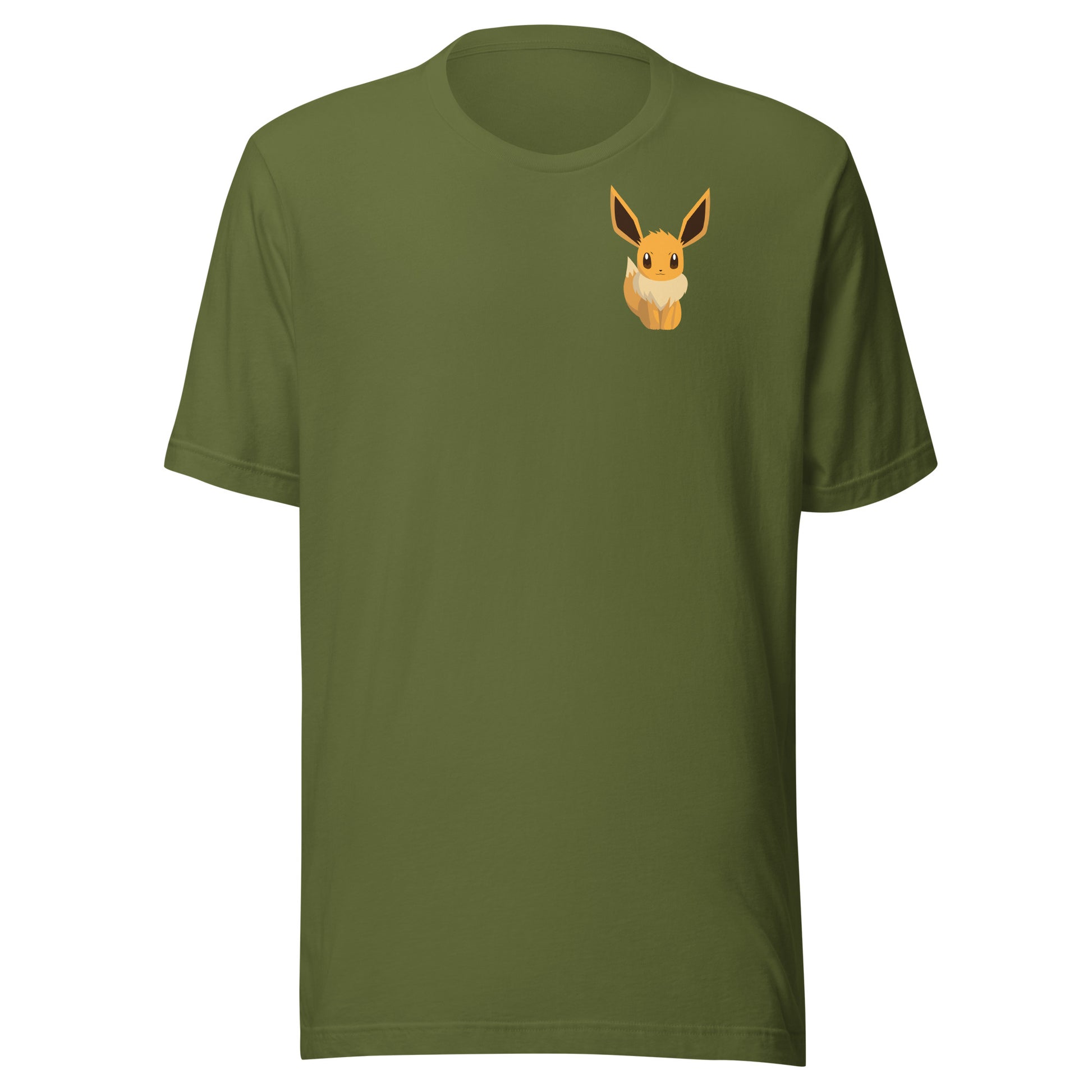 Eevee Evolution T-Shirt - Dynamic Design Front View Olive Green